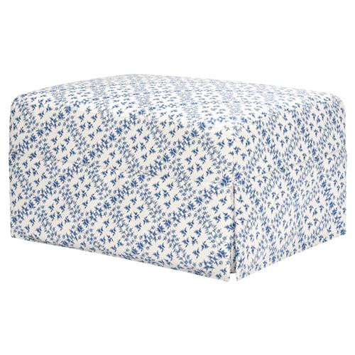 Namesake Crawford Sarah Flint Blue Lattice Eco Performance Gliding Ottoman | Kathy Kuo Home