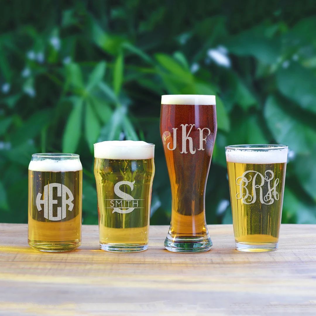 Personalized Beer Glasses | Custom Name or Initial Monogram Pint Glass | Perfect for Wedding Part... | Etsy (US)