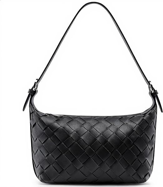 Woven Faux Leather Hobo Bag for Women Cute Shoulder Handbag Soft Daily Purse for Work Travel with... | Amazon (US)