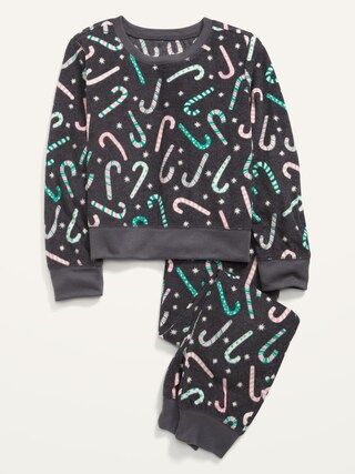Printed Micro Fleece Pajama Top & Joggers Set for Girls | Old Navy (US)