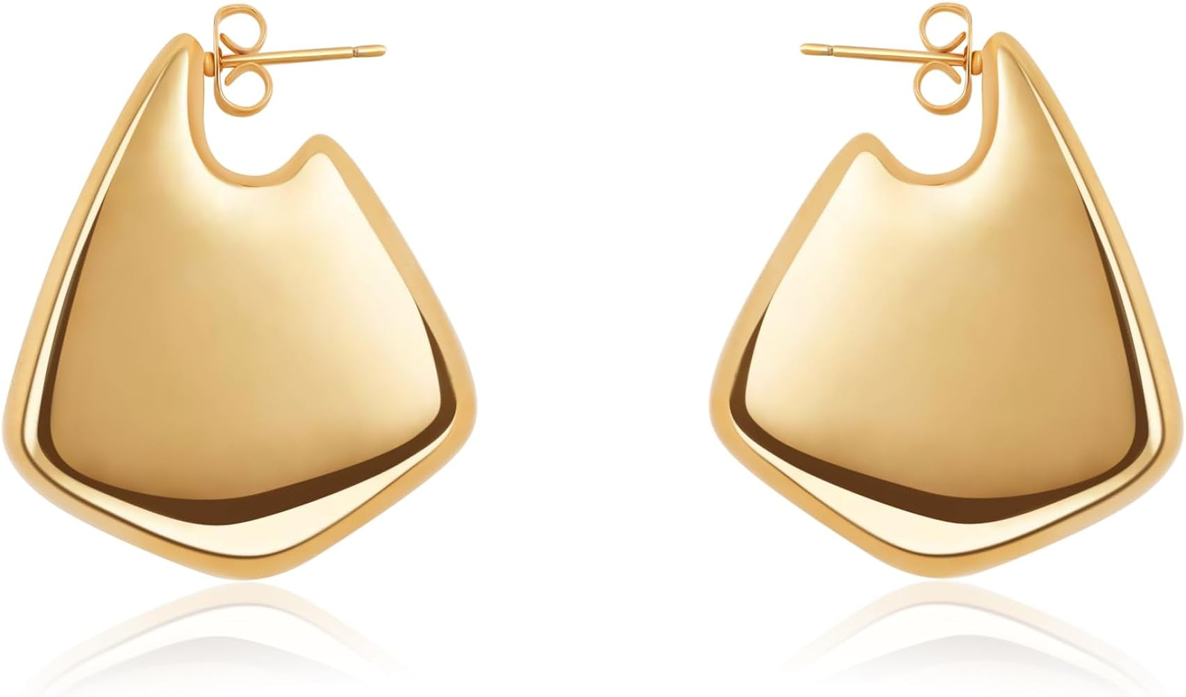 Gold Earrings for Women Trendy,Dupes Earrings Lightweight Hollow Fin Shaped 18K Gold Plated Chunk... | Amazon (US)