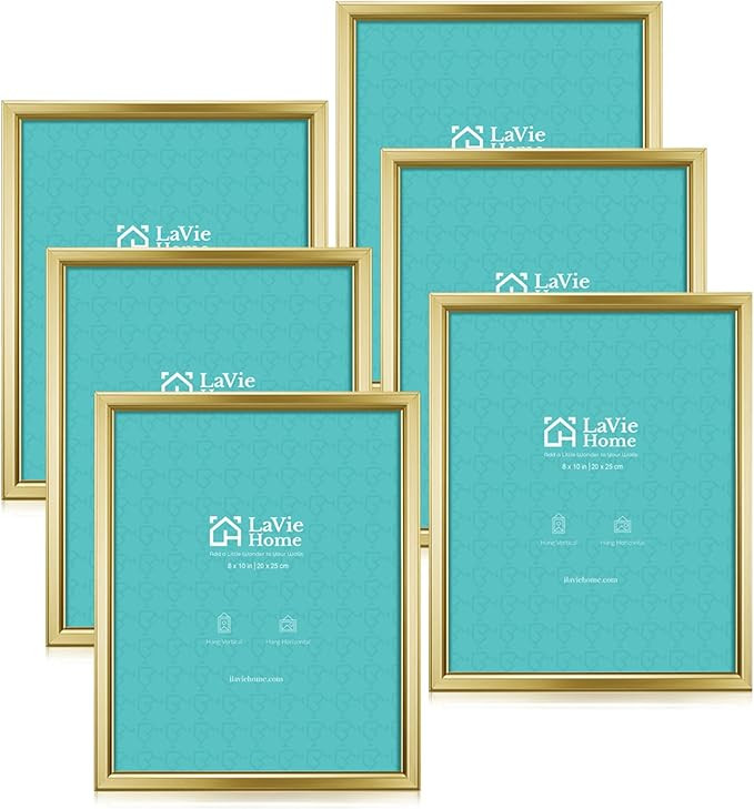 LaVie Home 8x10 Picture Frames (6 Pack, Gold) Simple Designed Photo Frame with High Definition Gl... | Amazon (US)