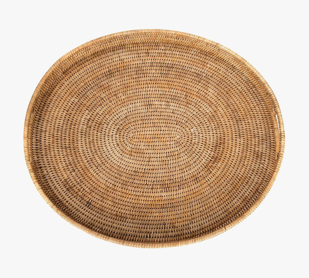 Tava Handwoven Rattan Oval Serving Tray | Pottery Barn (US)