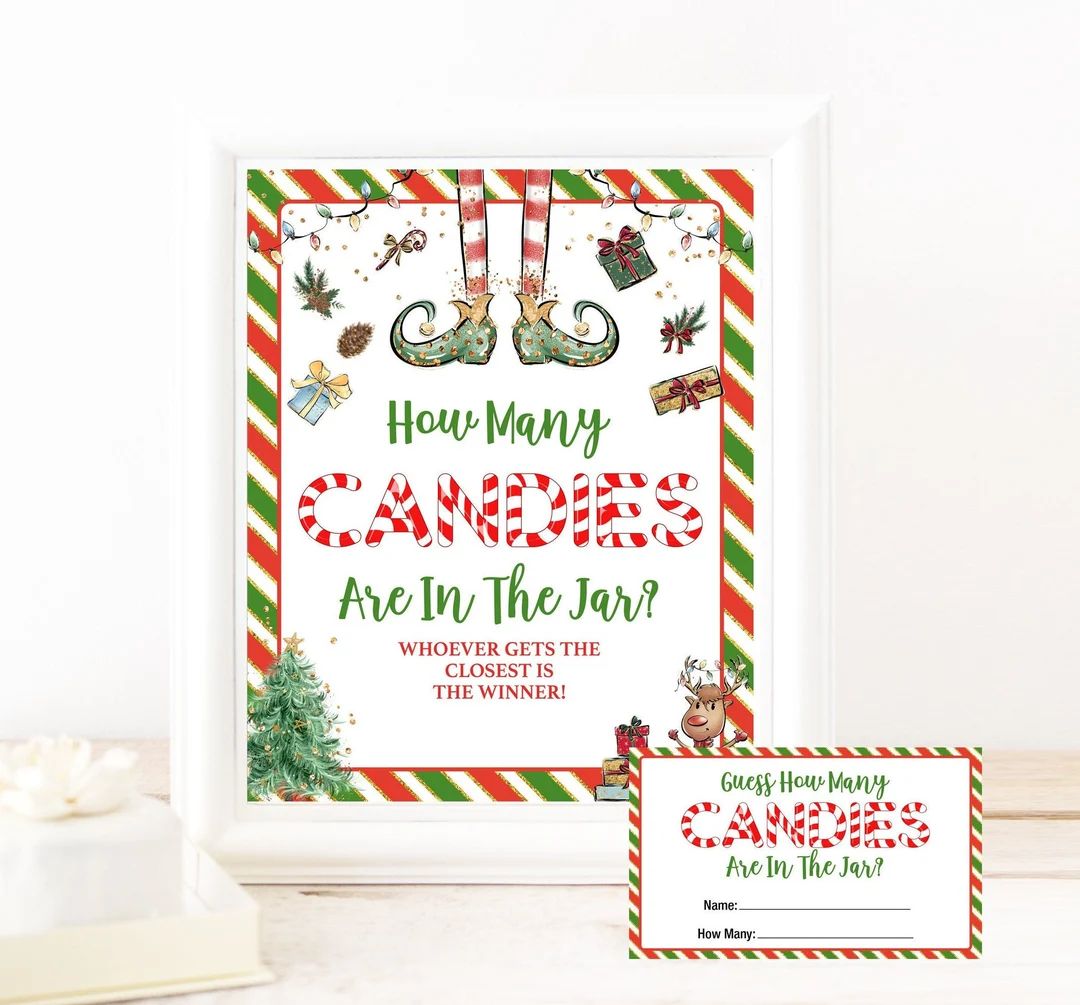 Christmas Candy Guessing Game Printable How Many Candies Are - Etsy | Etsy (US)