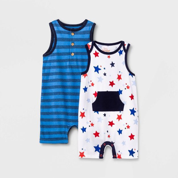 Baby Boys' 2pk Americana Romper - Cat & Jack™ Blue | Target