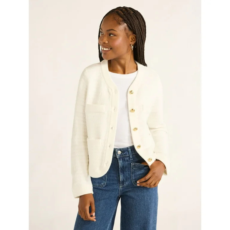 Free Assembly Women’s and Women 's Plus Welt Pocket Cardigan Sweater, Lightweight, Sizes XS-4X | Walmart (US)