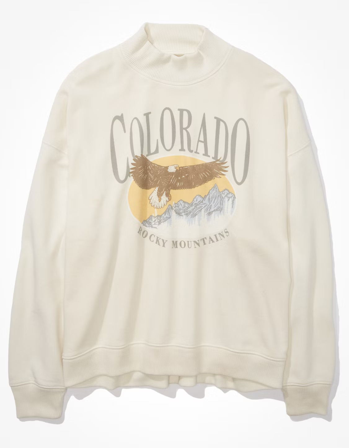 AE Oversized Fleece Graphic Mock Neck Sweatshirt | American Eagle Outfitters (US & CA)
