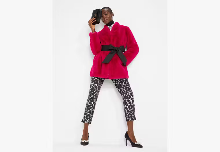 Bow-waist Faux Fur Coat | Kate Spade (US)