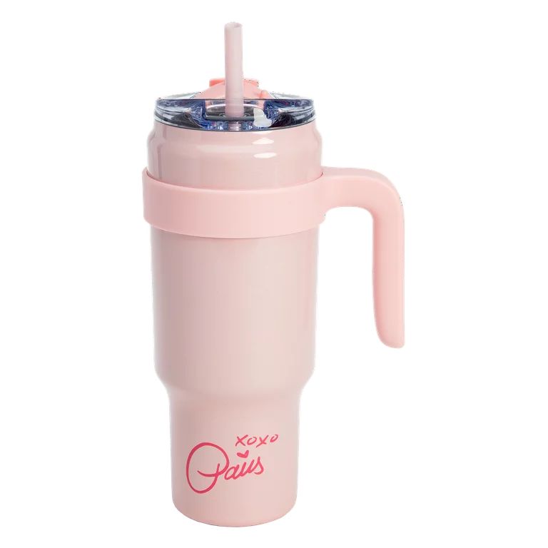 Paris Hilton 40oz Stainless Steel Tumbler with Removable Handle, Reusable Straw, and Lid, Pink | Walmart (US)