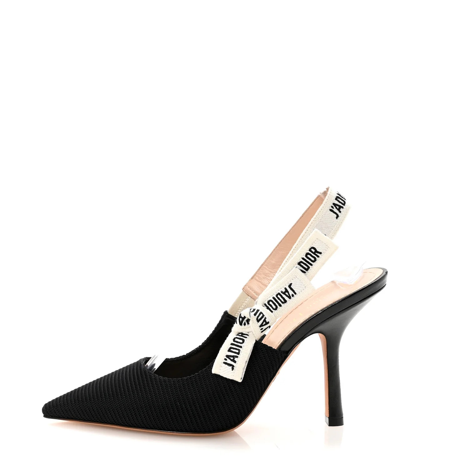 Technical Canvas Ribbon J Adior Slingback 100mm Pumps 38 Black | FASHIONPHILE (US)