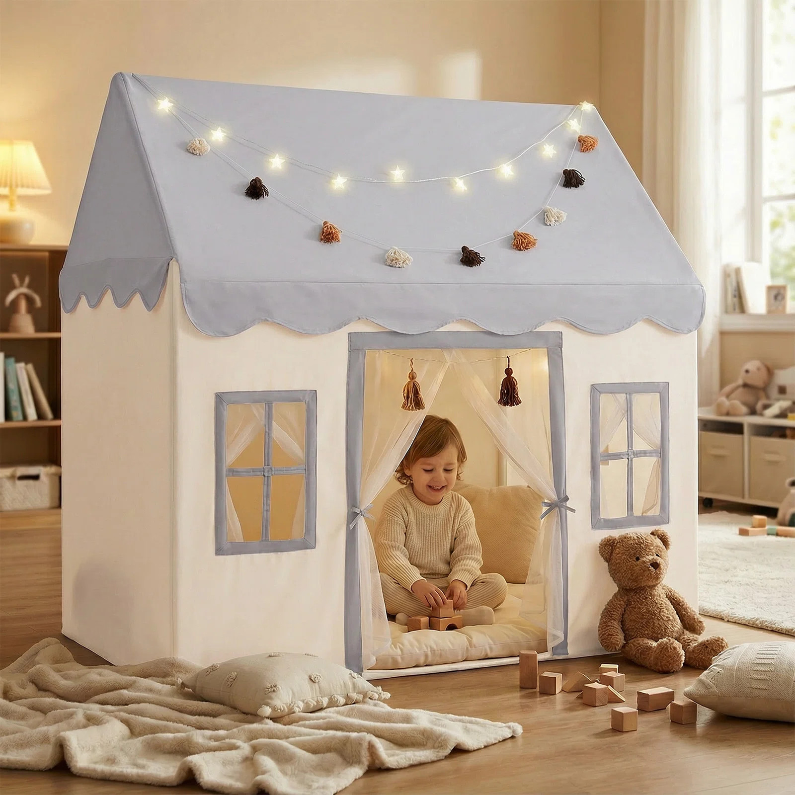 Little Dove Play Tent with Mat, Star Lights, Kids Playtent Indoor, Toddler Play Tent Large Outdoo... | Wayfair North America