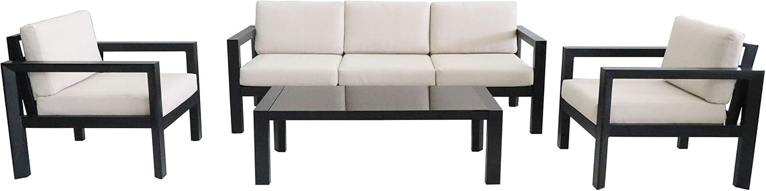 Quality Outdoor Living 65-YZ04MY Monterey 4-Piece Outdoor Deep Seating Conversation Set, Black | Amazon (US)