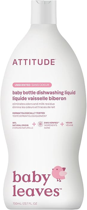 ATTITUDE Baby Dish Soap and Bottle Cleaner, EWG Verified Dishwashing Liquid, No Added Dyes or Fra... | Amazon (US)