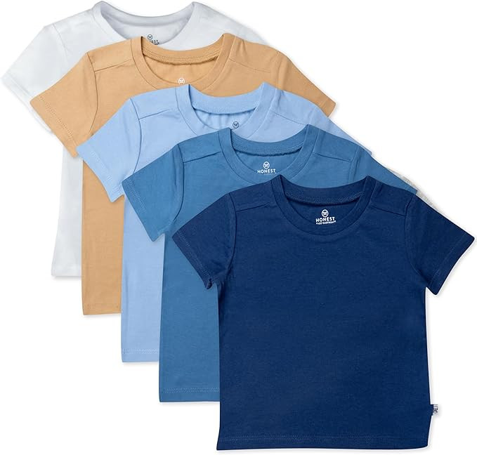 5-Pack Short Sleeve T-Shirts 100% Organic Cotton Baby, Toddler, Little Kid, Boy, Girl, Unisex | Amazon (US)