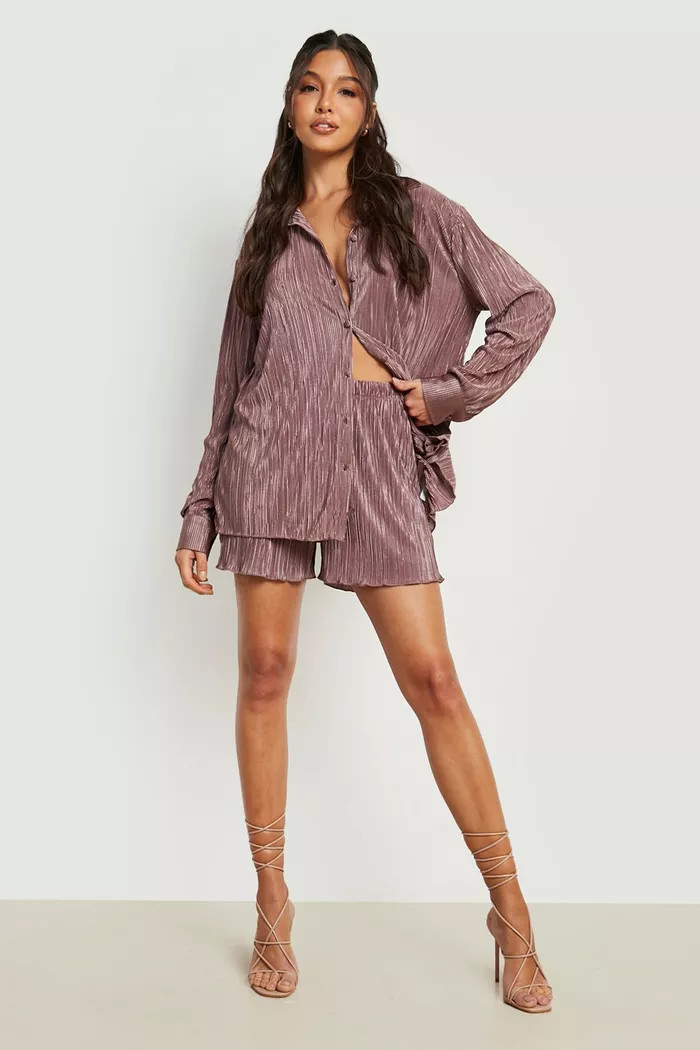 Plisse Shirt & Shorts Set | boohoo (US & Canada)