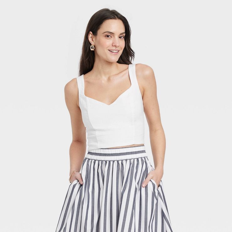 Women's Linen Slim Fit Tank Top - A New Day | Target