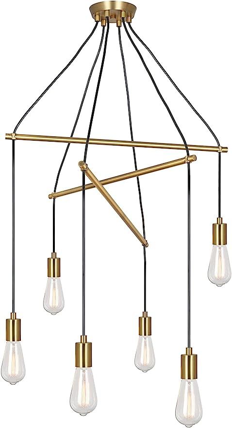 Kira Home Madeline 24.5" Modern 6-Light Spider Pendant Chandelier, Multi Pendant Chandelier, Cust... | Amazon (US)