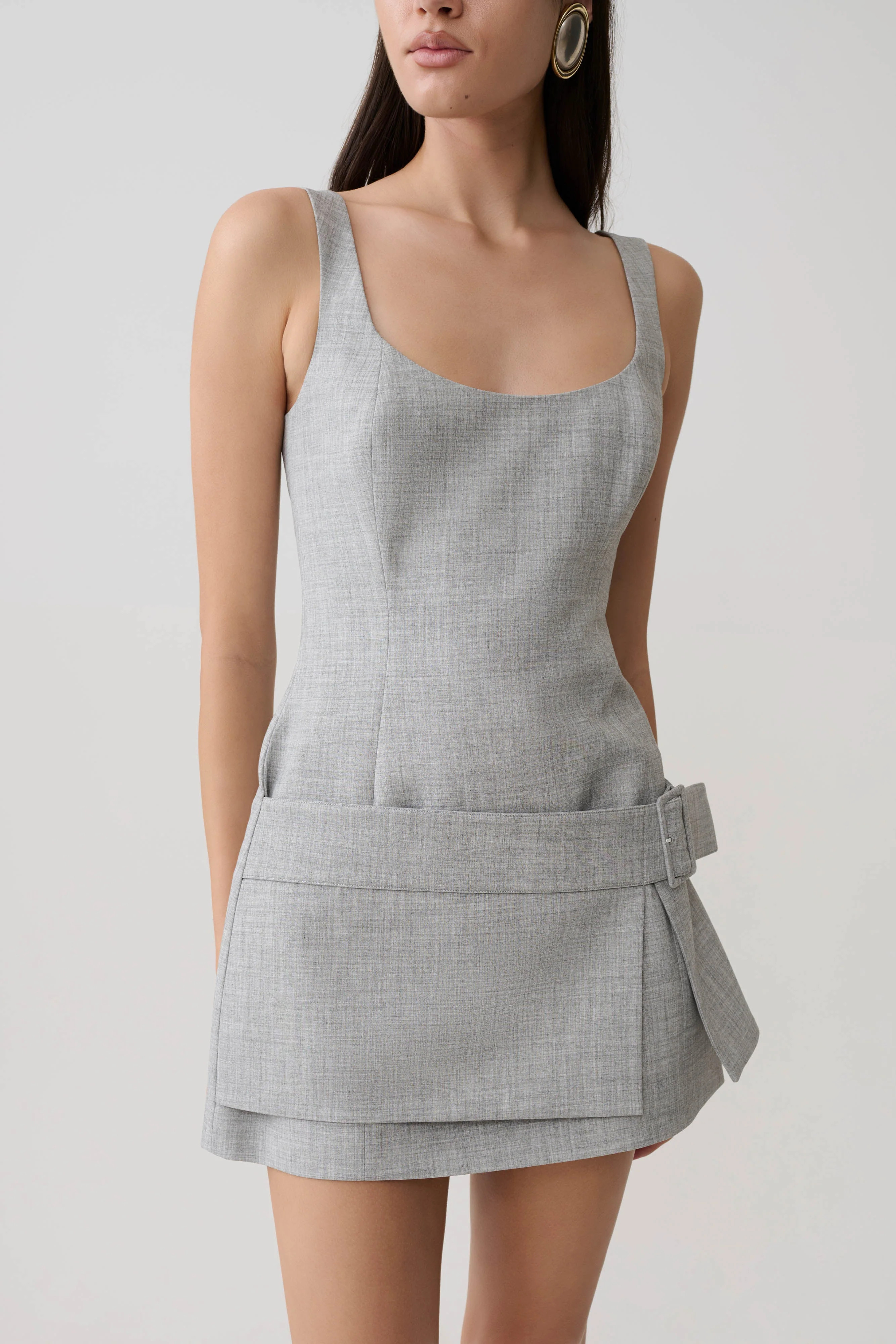 Bailey Wrap Skirt Mini Dress - Charcoal Marle | MESHKI US