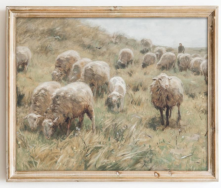 Vintage Wall Art, Vintage Art Prints for Wall Decor Farmhouse Wall Art Sheep Canvas Painting, Vin... | Amazon (US)