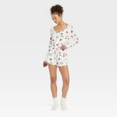 Women's 3pc Long Sleeve Shirt and Shorts with Socks Pajama Set - Colsie™ | Target