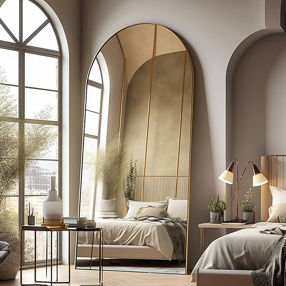 Floor Mirror, Oversized Full Length Mirror, Arched Mirror, Large Standing Mirror, Tall Mirror, Wa... | Amazon (US)