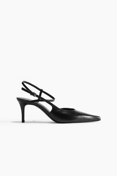 H & M - Pointed-Toe Leather Pumps - Black | H&M (US + CA)