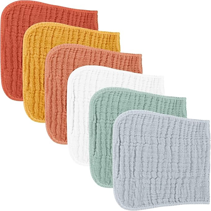 Konssy Muslin Baby Burp Cloths Sets for Unisex- 6 Pack Large 100% Cotton Burping Clothes for Newb... | Amazon (US)