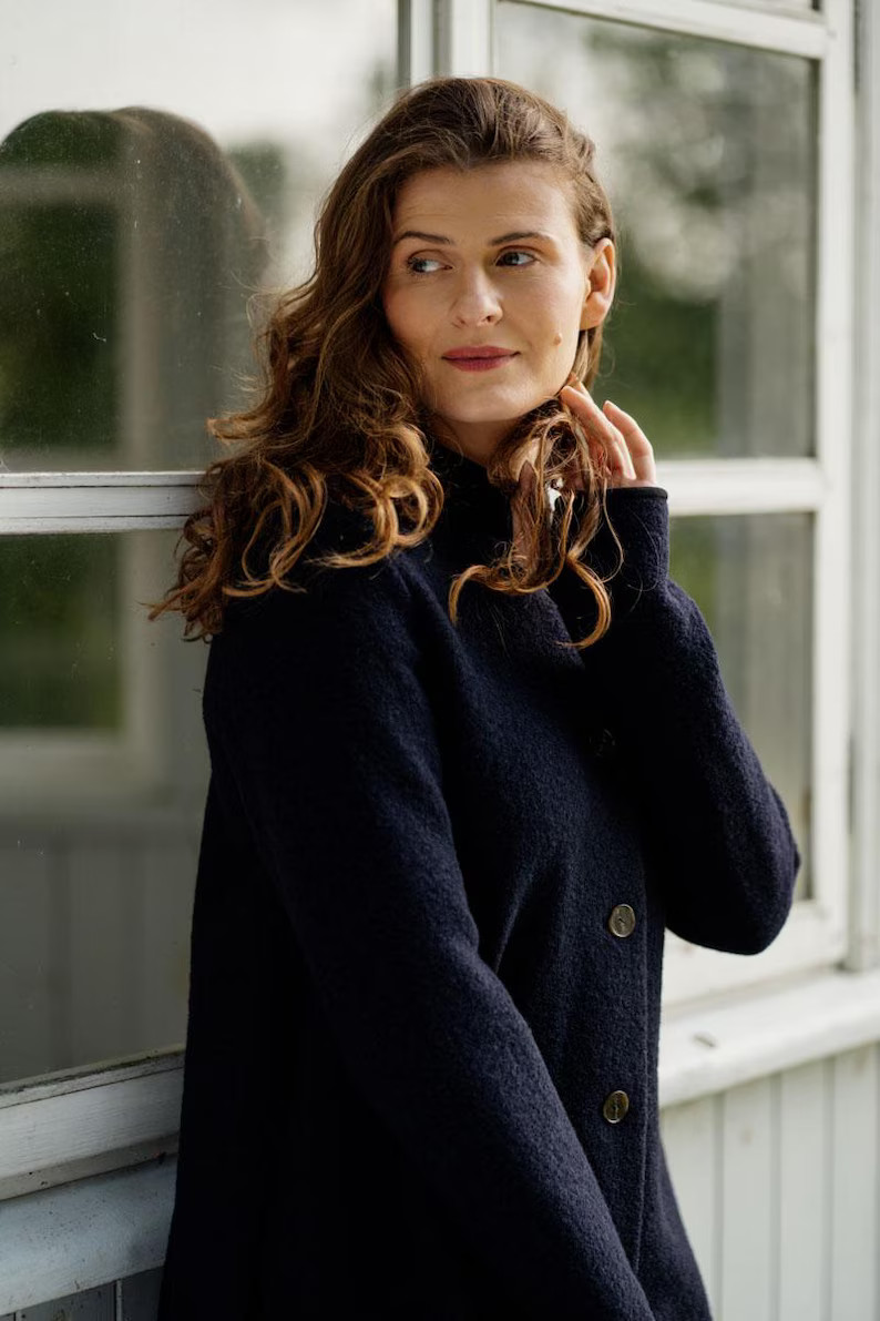 Classic – Virgin Wool Coat With Thumbhole Sleeves - Etsy UK | Etsy (US)