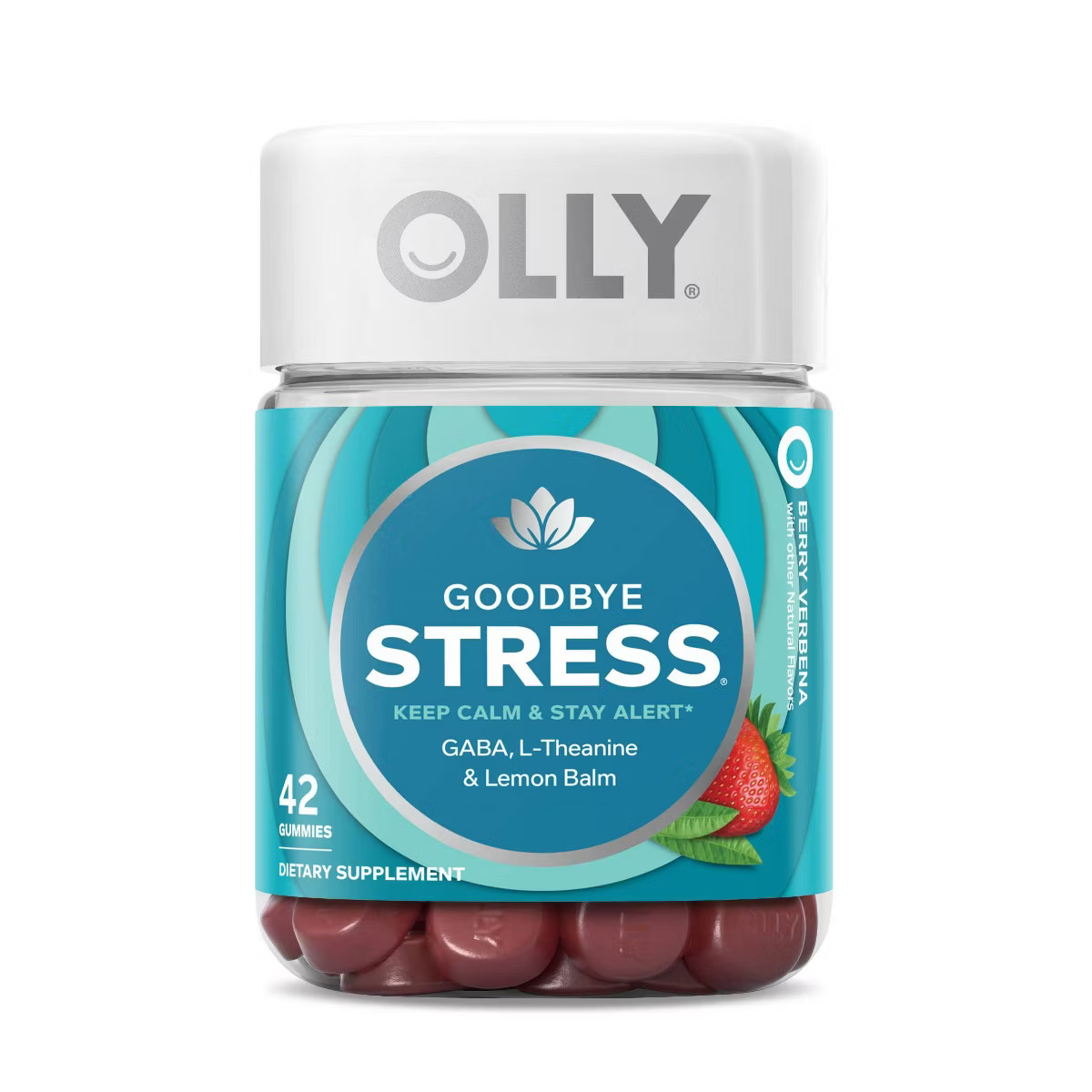OLLY Goodbye Stress Gummies with GABA, L-Theanine & Lemon Balm - Berry Verbena | Target