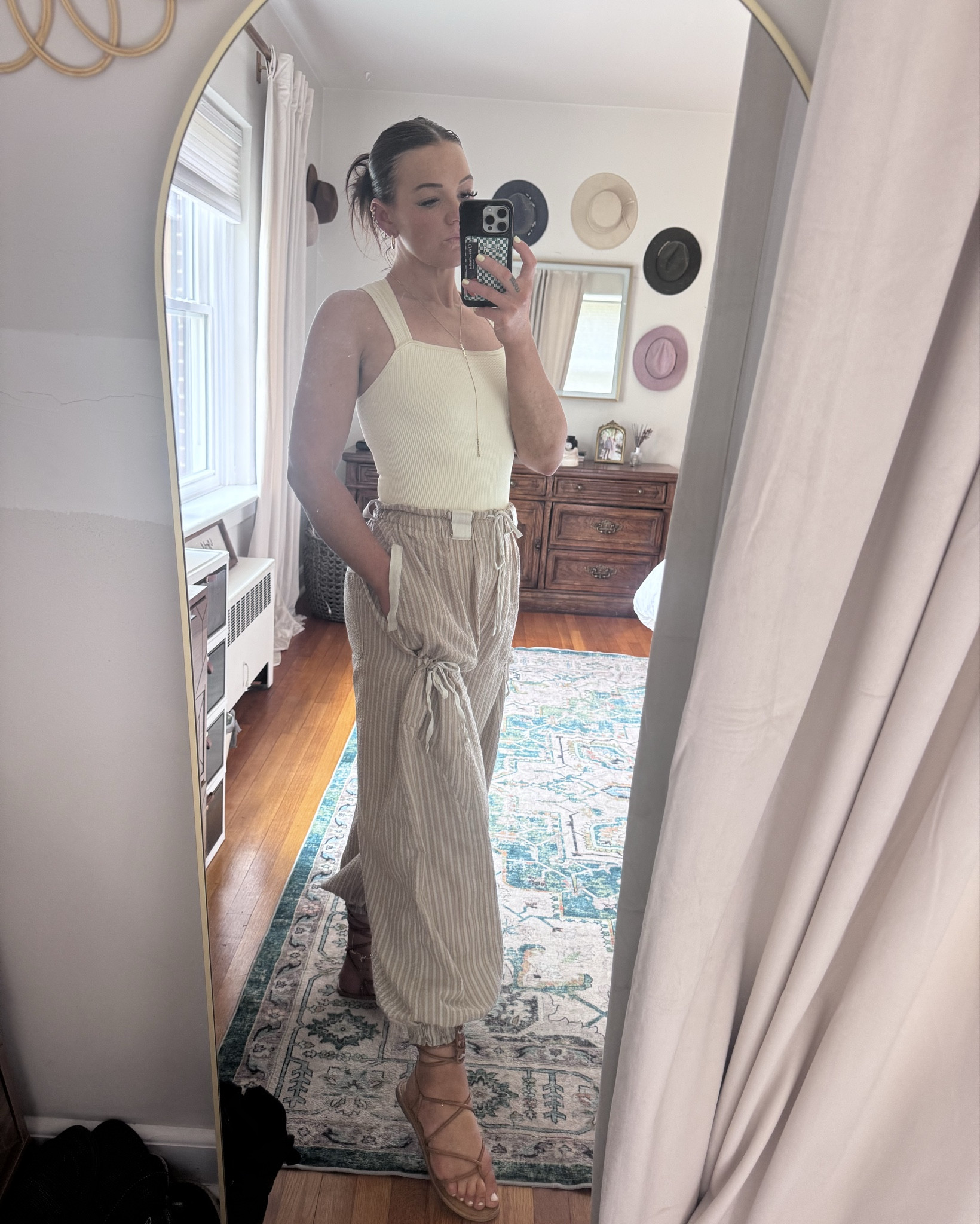 My summer go to outfit. These pants are so light and comfy and feel like Jammie's pants and they will be my new summer staple. This body suit is so flattering and I love the neckline ❤️

#LTKStyleTip #LTKSeasonal #LTKSummerEdit