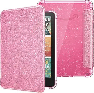 MoKo Case for 7" Kindle Paperwhite 12th Generation 2025/2024, Glitter Pink | Clear Kindle Case fo... | Amazon (US)