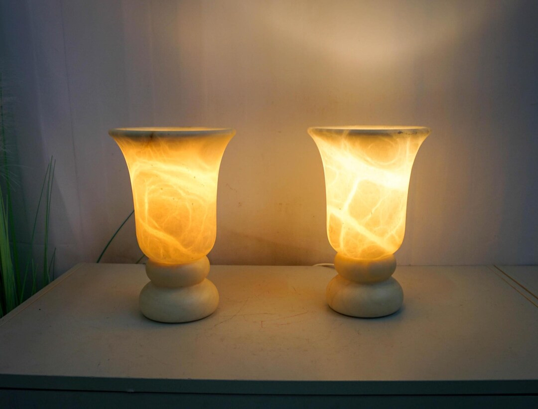 A Set of 1980s Alabaster Table Lamps, Made in Spain - Etsy | Etsy (US)