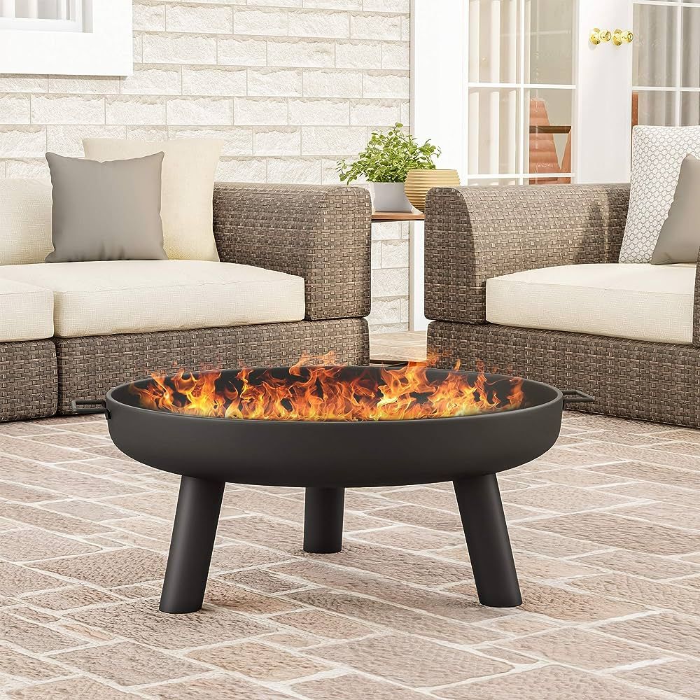 Pure Garden 50-LG1200 27.5” Outdoor Fire Pit-Raised Steel Bowl for Above Ground Wood Burning-Si... | Amazon (US)