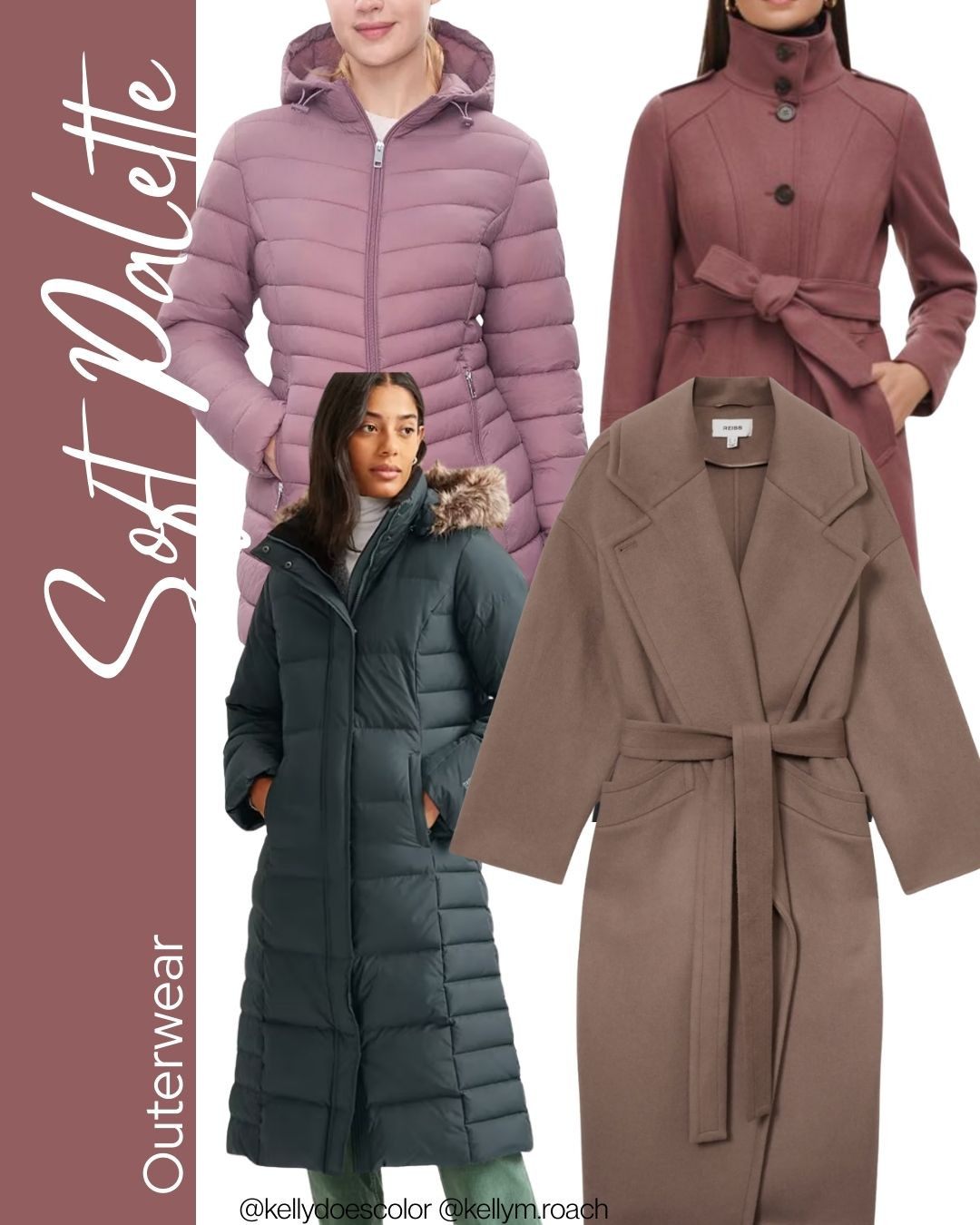 Your fall and winter coats and outerwear don't have to be black! Find a colorful one in your seasonal palette! The Soft Palette's colors are neutral and muted. 

 #LTKSeasonal #LTKOver40 #LTKStyleTip