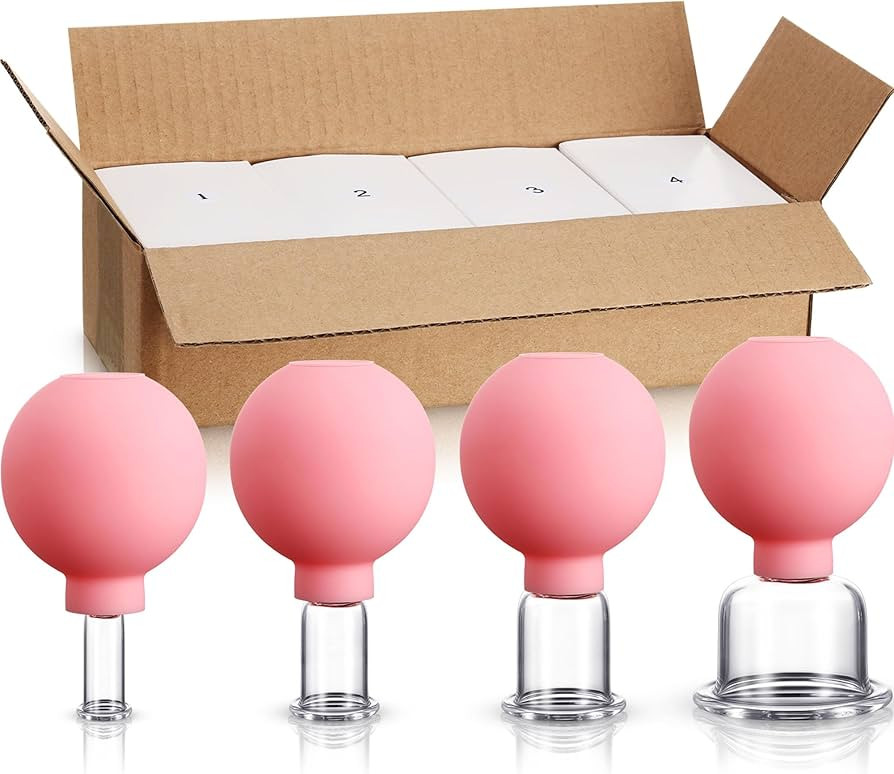 4 Pieces Glass Cupping Set Glass Silicone Cupping Cups Massage Vacuum Suction Cupping Cups for Bo... | Amazon (US)