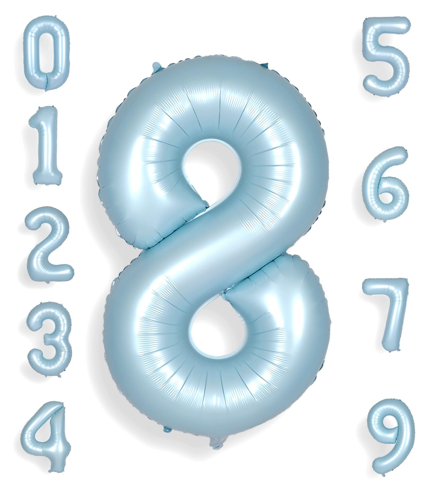 40Inch Light Blue 8 Balloon Number Large Helium Baby Blue Number Balloons 0-9 Giant Digital 8th F... | Amazon (US)