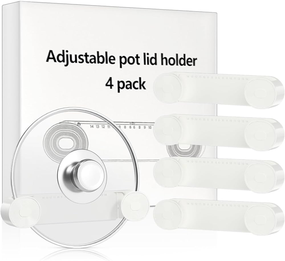 JUMEIHUI Adjustable Pot Lid Organizer for Cabinet is Fits 6" to 14" Pot Lid,Adhesive Pot Lid Hold... | Amazon (US)