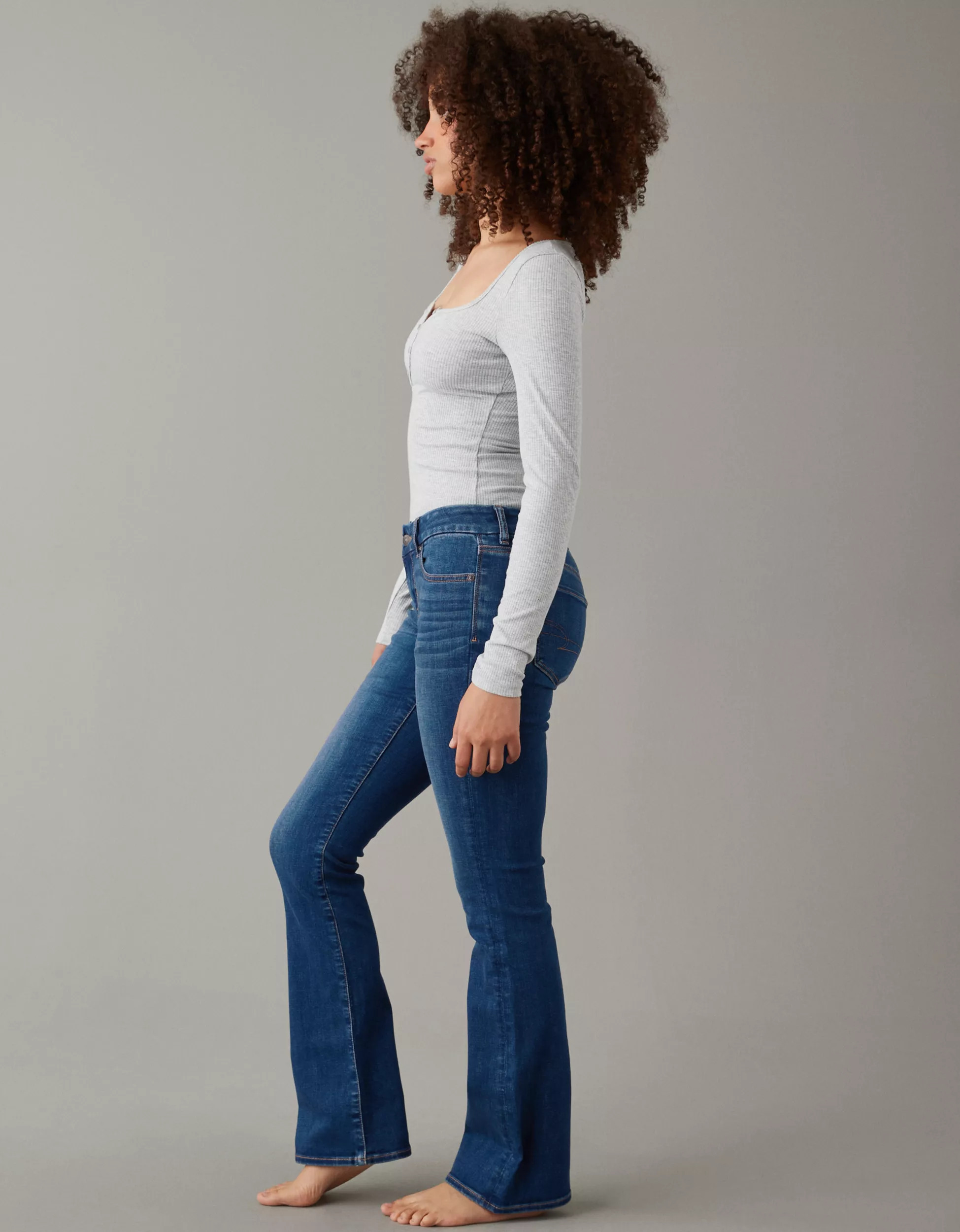 AE Next Level Curvy Low-Rise Kick Bootcut Jean | American Eagle Outfitters (US & CA)