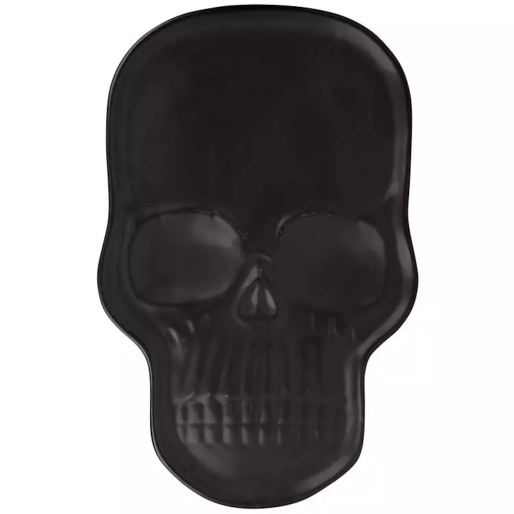 New! Matte Black Skull Ceramic Serving Platter | Kirkland's Home