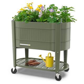 39 in. L x 19.25 in. W x 14.5 in. H Raised Steel Garden Bed with EnGrow TrueSoil Technology, Stor... | The Home Depot