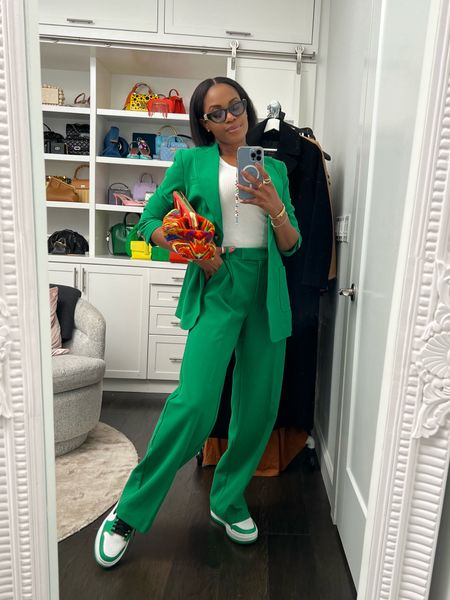 Today’s outfit of the day is all about making your classic suit look fun and casual-cool. I love the juxtaposition of sneakers and a suit! Do you? #greensuit #workoutfi #fallfashion 

#LTKworkwear #LTKover40 #LTKstyletip