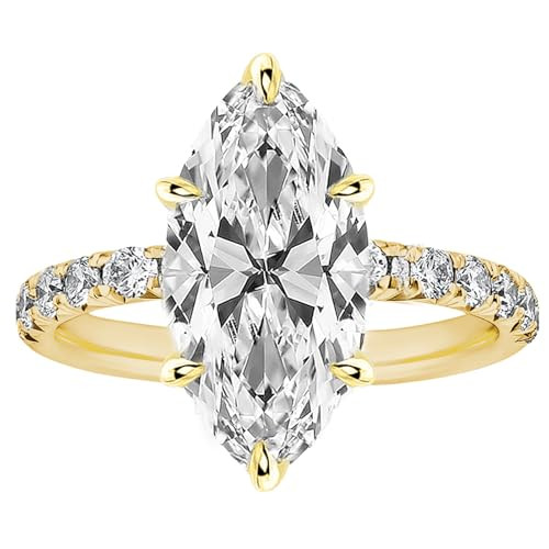 RURULUYA 5.5CT Marquise Engagement Ring,Solitaire Marquise Cut Simulated Diamond S925 Sterling Si... | Amazon (US)