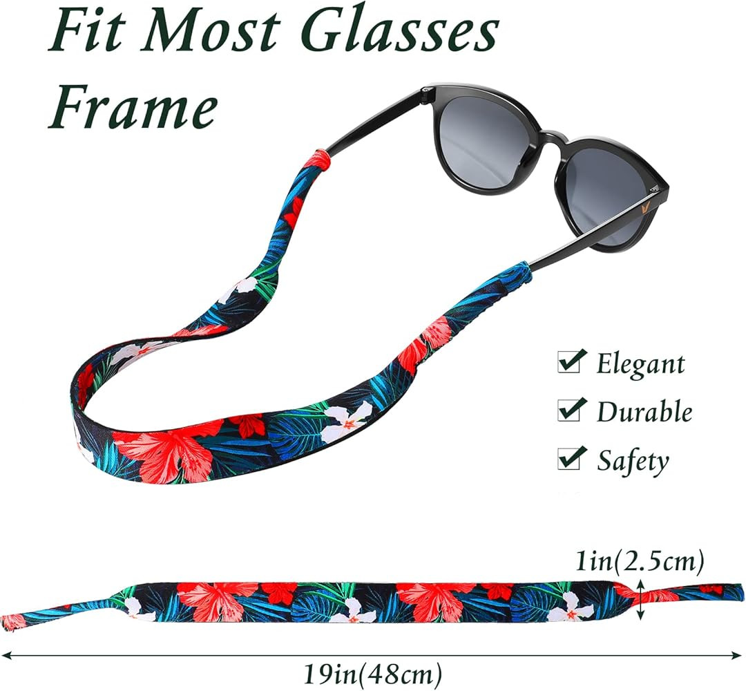 Flutesan 6 Pieces Floating Sunglasses Strap Hawaiian Float Neoprene Eyewear Retainer Summer Glass... | Amazon (US)