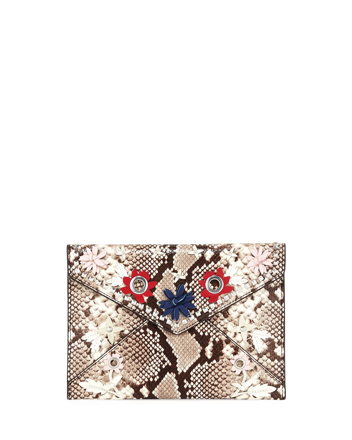 Leo Snake-Print Clutch Bag | Neiman Marcus