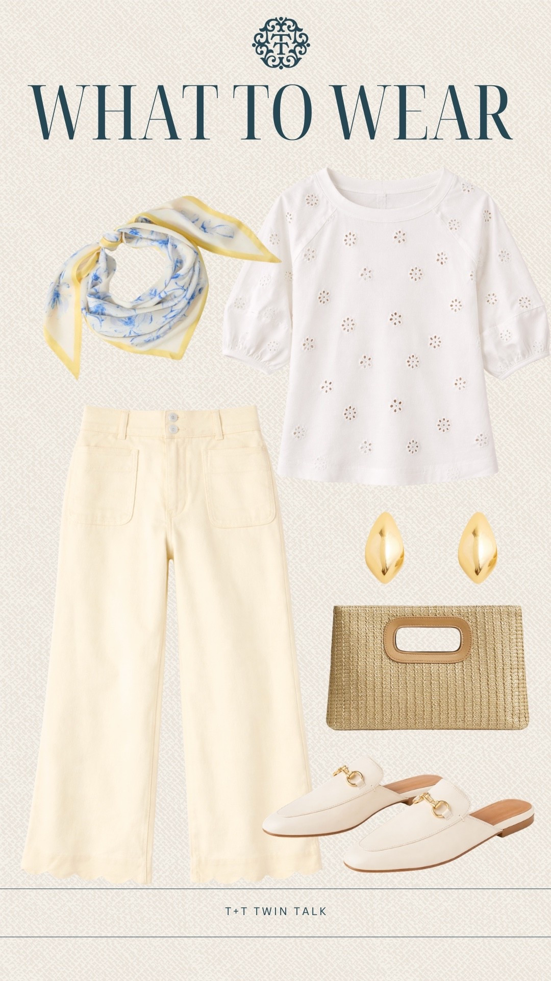 T+T, what to wear! This Nordstrom eyelet top paired with soft yellow denim and simple gold jewelry feels so fresh for spring. Perfect for a sunny day out or weekend plans.

#LTKMidsize #LTKSeasonal #LTKOver40