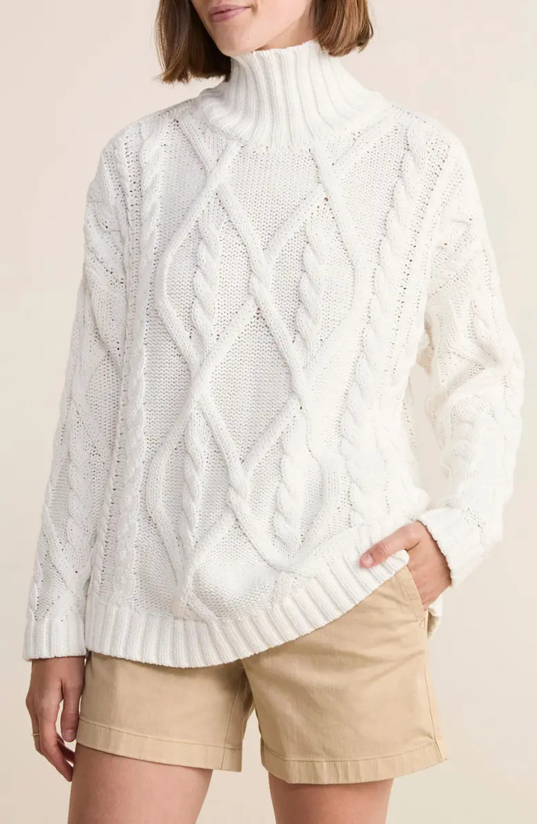 vineyard vines Tall Mock Neck Cotton Fisherman Sweater | Nordstrom | Nordstrom
