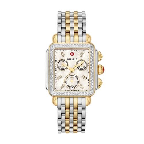 Michele Deco Two-Tone Diamond, Diamond Dial Watch Mww06p000108 Mother-Of-Pearl | Michele Watches