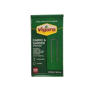 Vigoro 3.5 in. Weed Barrier Landscape Fabric Garden Staples (500-Pack) 84500VG - The Home Depot | The Home Depot