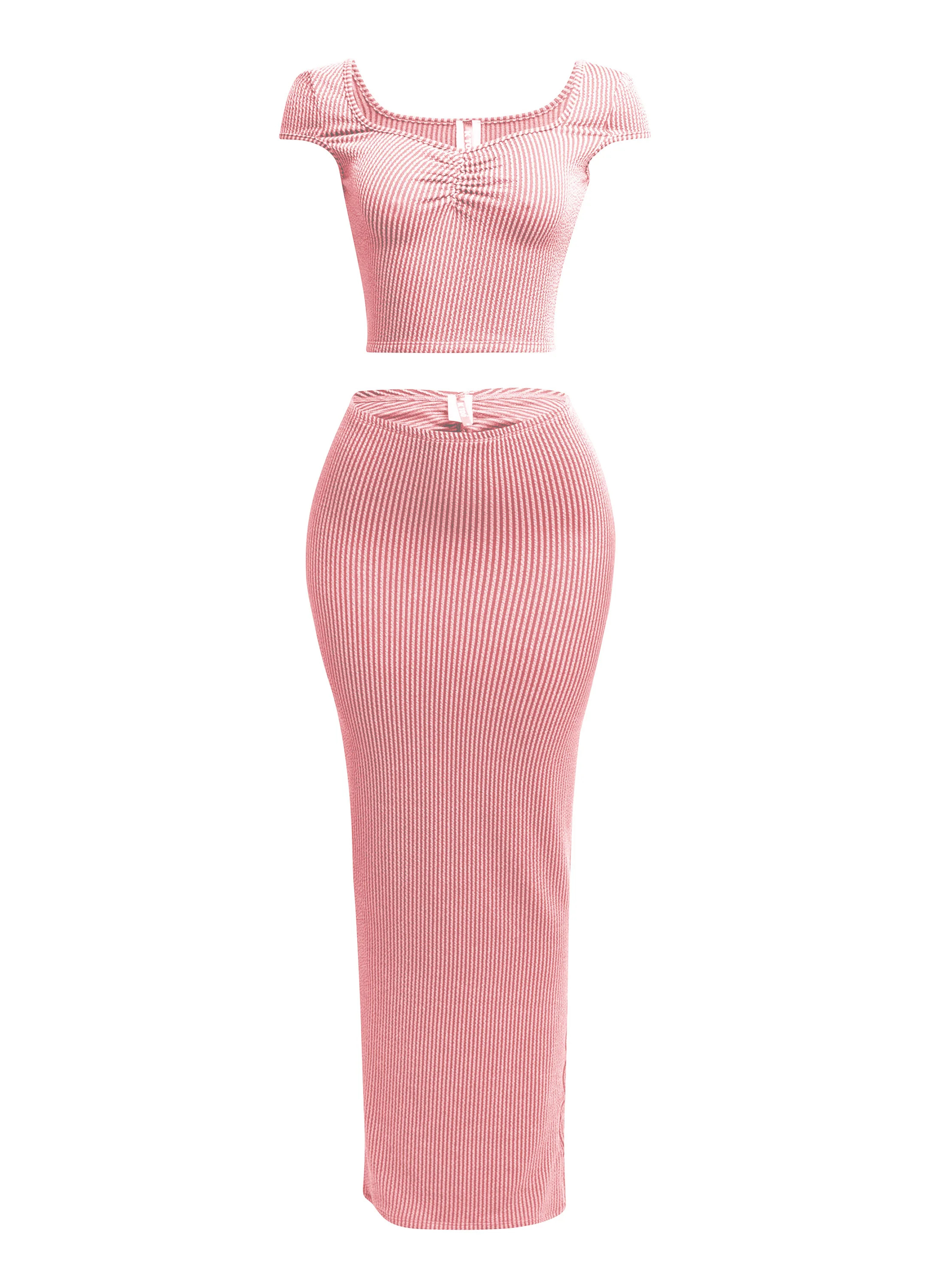 Ribbed capsleeve and maxi skirt set | Bogomore