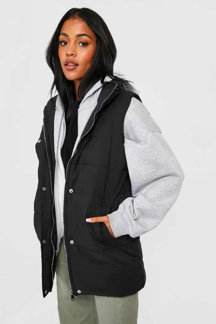 Tall Zip Detail Funnel Neck Vest | Boohoo.com (US & CA)